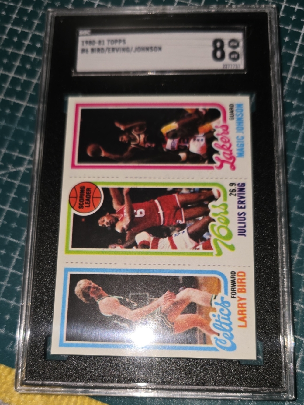 Larry Bird / Julius Erving / Magic Johnson 1980-81 Topps #6 34 RC / 174 TL SGC 8